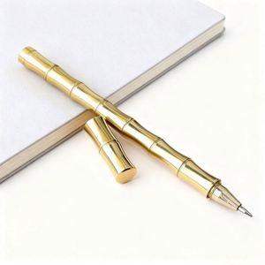 Brass Bamboo Joint Metal Ballpoint <b>Pen</b> with 0.5mm Tip and <b>Multi</b>-<b>color</b> Ink-Custom Logo Personalization for Corporate Gifting - Product Image 6