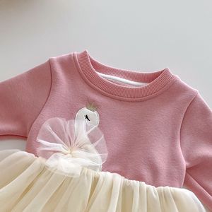 Vestido Maxi de Lana para Niñas, Estilo Dulce y Transpirable, Diseño de <span class=keywords><strong>Princesa</strong></span> Otoñal, Terciopelo, Malla de <span class=keywords><strong>Cisne</strong></span>, Grosor Ordinario, para Niñas Pequeñas - Product Image 5