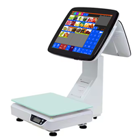 Balance tactile et terminal de point de vente Zhongji Ts15 avec imprimante thermique, système d'exploitation Windows, stockage 256 Go pour magasins de fruits et supermarchés de produits frais