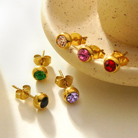 Ensemble de boucles d'oreilles en acier inoxydable étincelant, boucles d'oreilles à clous tendance et minimalistes avec zircon coloré, bijoux brillants et magnifiques, vente en gros TGES9039