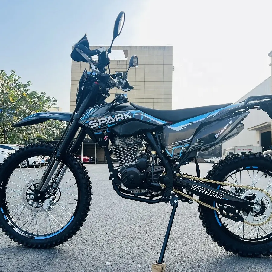 دراجات نارية تعمل بالبنزين بمحرك 250cc دفع بارد للهواء وبدء تشغيل كهربائي للطرق الوعرة دراجة نارية للكبار 4 شوط عجلة كبيرة