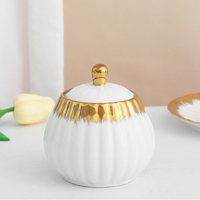 Service à thé en céramique 15 pièces, tasses à café et soucoupes, bord doré, service à thé en porcelaine avec pot à sucre, crémier, pichet, service à thé de l'après-midi
