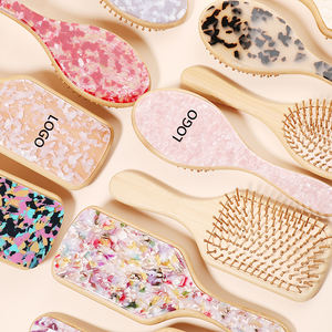 MiDairy Haarbürste und Kamm mit INDIVIDUELLEM LOGO, Natürlicher Bambus, Luftkissen, Holz, Acetat-Zubehör, Haarbürste mit weichen Ziegenborsten, personalisiert - Product Image 3