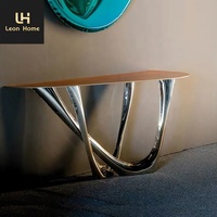 Furnitur Rumah Penjualan Laris Meja Konsol Marmer Alami Baja Tahan Karat Meja Ruang Tamu Mewah Modern