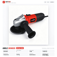 Meuleuse d'angle électrique 710W 115mm à vitesse variable 11000 tr/min avec poignée latérale 3 positions pour la découpe et le polissage du métal
