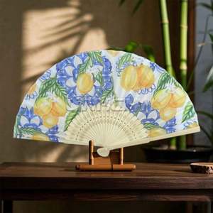 Handheld Custom Printed Bamboo <b>Folding</b> Fans with Flower Design for Wedding Invitations and Christmas/Chinese New Year Occasions - Product Image 1