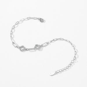 Pulsera de Cadena con Trébol de Cuatro Hojas de Plata de Ley S925 y Circonita para Mujer, Joyería Sencilla para Uso Diario, Versión de Cobre Personalizable - Product Image 4