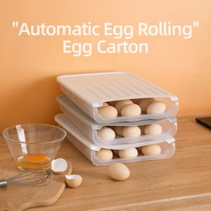 Peaceful Auto <strong>Egg</strong> Roll Scrolling Storage Holder Plastic Box Tray Rack Containers Automatic Roller for Refrigerator <strong>Egg</strong> Wrapper - Product Image 2
