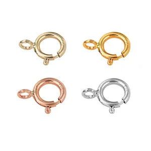 Aylifu 40pcs Spring Ring Clasp Brass Round Clasps Open Ring Jewelry Spring  Clasp for Necklace Bracelet Jewelry Making,Gold and Silver