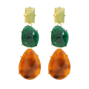 Nouveaux <span class=keywords><strong>bijoux</strong></span> Street Auction boucles d'oreilles couleur bloquant tendance Style bohème résine boucles d'oreilles pendantes pour les femmes - Product Image 1