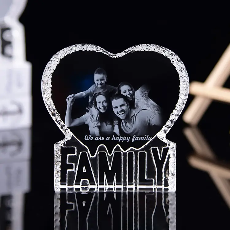 Melhor venda de gravura personalizada feliz família lembrança cristal iceberg presentes