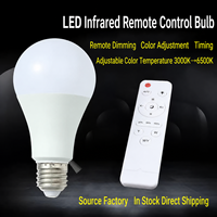 Ampoule LED intelligente à télécommande infrarouge 2,4 G A60 E27 à vis, gradation infinie, éclairage intérieur domestique