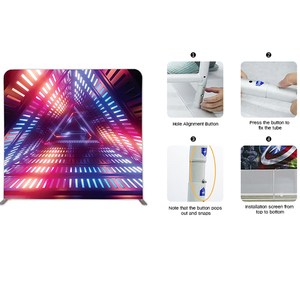 Maßgefertigter 8-Fuß-Aluminium-Spannstoff-Fotobox-Hintergrundständer, tragbarer 360-Grad-Hochzeits-Hintergrund für Messen - Product Image 3