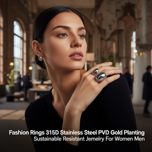 Fashion <b>Rings</b> 316L Stainless Steel PVD Gold Plating Sustainable Resistant Jewelry For Women Men - Product Image 3