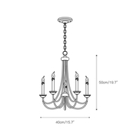Lustre Brooks chandelier de ferme blanc vieilli, bras incurvés, plafonnier suspendu en chaîne pour salle à manger et salon