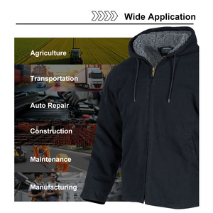 Veste de travail en toile imperméable à capuche longue décontractée d'hiver avec doublure en polaire 360GSM Service OEM - Product Image 4
