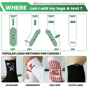 कस्टम लोगो धनुष डिजाइन विरोधी पर्ची फैशन महिला योग धनुष मोजे के कस्टम ढेर नीचे अपने लोगो के साथ मोजे - Product Image 6