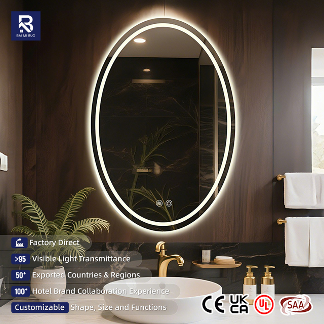 Premium Modern Minimalist Smart Oval Vanity & Bathroom Mirror | Hotel-Dedicated Dimmable LED Light for Hair Salons & Beauty Spas