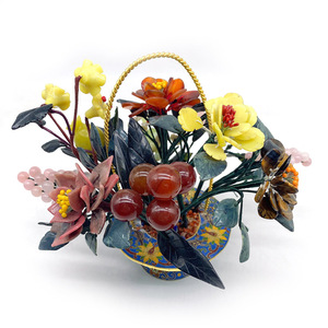 ระดับไฮเอนด์ Cloisonne หม้อ<span class=keywords><strong>หยก</strong></span>แกะสลักอัญมณีโรสควอตซ์พีชองุ่นบอนไซ<span class=keywords><strong>ต้น</strong></span>ไม้ - Product Image 3