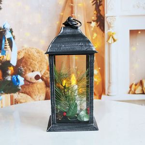 Lanterne décorative de Noël vintage, lanterne suspendue d'intérieur à LED blanc chaud vacillante sans flamme, alimentée par piles - Product Image 2