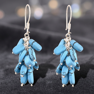 Bulk Traditional 92.5 Sterling Silver Gold <b>Turquoise</b> Drop Modern Women Girls Earrings Wedding Party Christmas Diwali Gift - Product Image 3