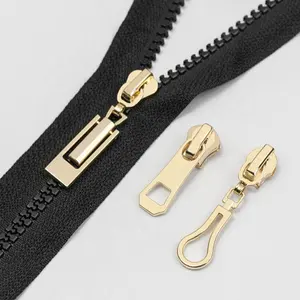 High Grade Clothing Hardware Metal Made Zipper Puller Custom Engraved Logo Gold Auto Lock Zipper Puller Pull For Bag
