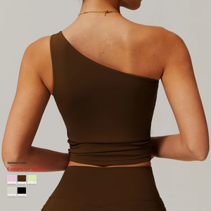 BAIME Nuevo Top Deportivo <span class=keywords><strong>de</strong></span> Moda con Hombro Inclinado <span class=keywords><strong>de</strong></span> Secado Rápido, Top Corto <span class=keywords><strong>de</strong></span> Yoga, Top Ajustado <span class=keywords><strong>de</strong></span> Moda Deportiva - Product Image 3