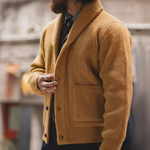 Veste en <span class=keywords><strong>laine</strong></span> mérinos épaisse pour <span class=keywords><strong>homme</strong></span>, style vintage, col britannique, bouton unique, mature, pour le travail, <span class=keywords><strong>cardigan</strong></span> d'hiver - Product Image 3