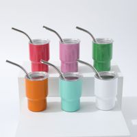 Tasses mignonnes en forme de tasse de voiture en acier inoxydable de 3oz, mini gobelet vierge à sublimation avec couvercles et paille pour cadeaux personnalisés