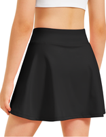 Jupe de tennis taille haute unie de qualité supérieure pour femme, ensemble short-jupe athlétique extensible avec logo sur le devant, poches, résistant aux plis, pour le golf, la course et la gym 1