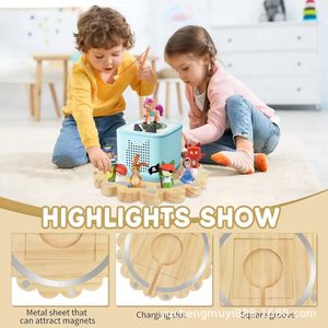 Wooden Round Magnetic Storage Rack Rotatable <b>Shelf</b> For Childrens Toys <b>Desktop</b> Display Stand - Product Image 4