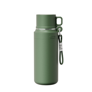 Bouteille d'eau isotherme à double paroi en acier inoxydable 304 de 1 L avec mousqueton et cordon, thermos portable pour l'extérieur - Product Image 3