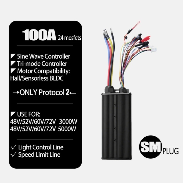KUNRAY XYD-UKC6 3000W E-Bike BLDC Motor Controller 100A Sine Wave Display Brushless Electric Scooter Accessories 48V Voltage