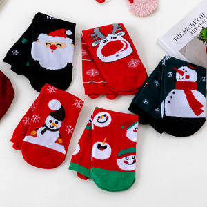 Pour <span class=keywords><strong>Amazon</strong></span> Hot-Selling Femmes Mi-mollet Père Noël Bonhomme de neige Renne Chaussettes rouges pour Noël Commerce transfrontalier Tricoté Équipage - Product Image 2