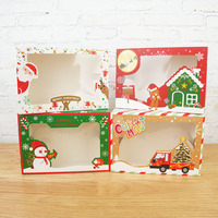 Boîte d'impression pliante fête de noël cookie biscuit bonbons chocolat carton emballage boîtes en papier avec fenêtre en PVC