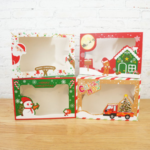 Hộp in ấn gấp giáng sinh bên Cookie Biscuit Kẹo sô cô la tông đóng gói hộp giấy với cửa sổ <span class=keywords><strong>PVC</strong></span> - Product Image 1