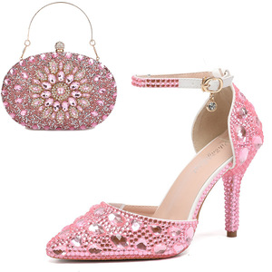 Jia donna tacco alto diamante festa di nozze principessa scarpe da donna perla sposa damigella d'onore con borsa abbinata - Product Image 5