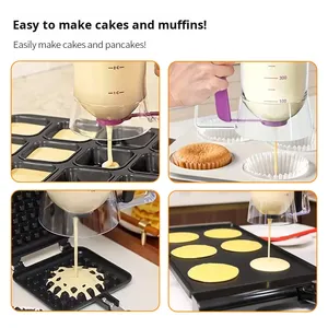 Wholesale High Quality Eco-Friendly Plastic and Silicone <b>Box</b> Design <b>Cupcake</b> Pancake Batter Dispenser with Measurement Function - Product Image 3