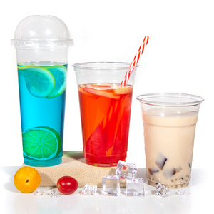 Bpa Free Sample 7 Oz 8 Oz 16 Oz 20 Oz 24 32 Oz Boba Milk Coffee Bubble Tea Smoothie Milkshake Disposable Plastic Cup With Lid