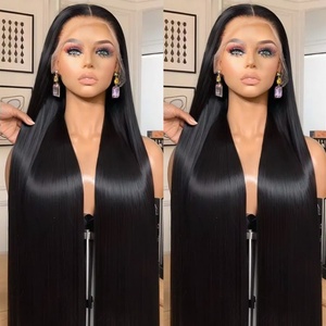 Perruques de <span class=keywords><strong>cheveux</strong></span> humains bruts par plumage Swiss HD Lace Front Wig sans colle en <span class=keywords><strong>cheveux</strong></span> humains vietnamiens bruts pour femmes noires, 30 à 40 pouces - Product Image 2