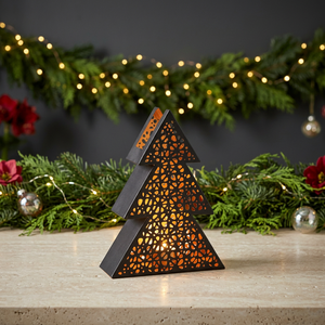 Vente en gros de porte-bougies décoratifs en métal en forme d'arbre de Noël pour la décoration de table à la maison - Product Image 2
