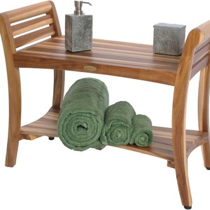 Banc de salle de bain en teck à double couche antidérapant pour salle de douche, entrée, toilettes, buanderie, balcon 73.6x38.1x60.9cm - Product Image 3
