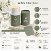 Emballages cosmétiques en tube de papier biodégradable et écologique pour baume à lèvres et déodorant, 15 ml, 30 ml, 50 ml, vente en gros