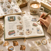 Autocollants personnalisés de fleurs botaniques, style Cottagecore, vintage, pour journal, en vinyle découpé, imperméables pour enfants