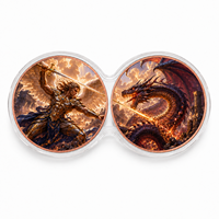 Lot de 2 pièces de 1 oz en cuivre, ensemble de médailles bimondes imprimées en 2D, motif Dragon guerrier ailé en bataille, pour collection d'art fantastique et cadeau