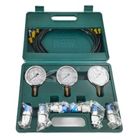 Kit de test de pression hydraulique pour pelle sur chenilles, 3 manomètres, 9 raccords, 3 flexibles, 1 mallette de rangement, usage minier, PVC