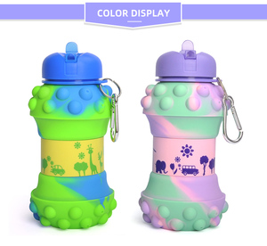 Fashion Design Collapsible Silicone Water Bottles Reusable Pop <b>Top</b> <b>Bubble</b> Sensory Fidget Toys Stress Relief Drinkware - Product Image 2