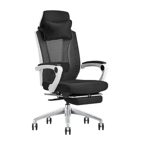 Respaldo alto con tela de malla gruesa para reposacabezas para silla de oficina rodante de alta tecnología con reposapiés