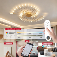 Plafonnier LED créatif effet feux d'artifice pour salon, chambre, hôtel, villa, lustre de plafond, 3 températures de couleur, gradation intelligente