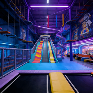 Équipement de terrain de <span class=keywords><strong>jeu</strong></span> intérieur personnalisé sur le thème cyberpunk 3D gratuit pour enfants avec piscine à balles, toboggans LED et structures d'escalade - Product Image 3